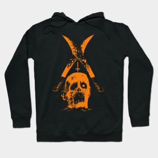 Severed head and two machetes (orange version) Hoodie